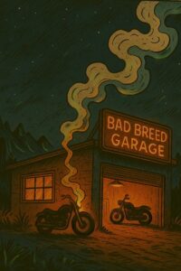 Rebel at work in the bad breed garage 
