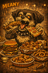 meany eating all the new years food